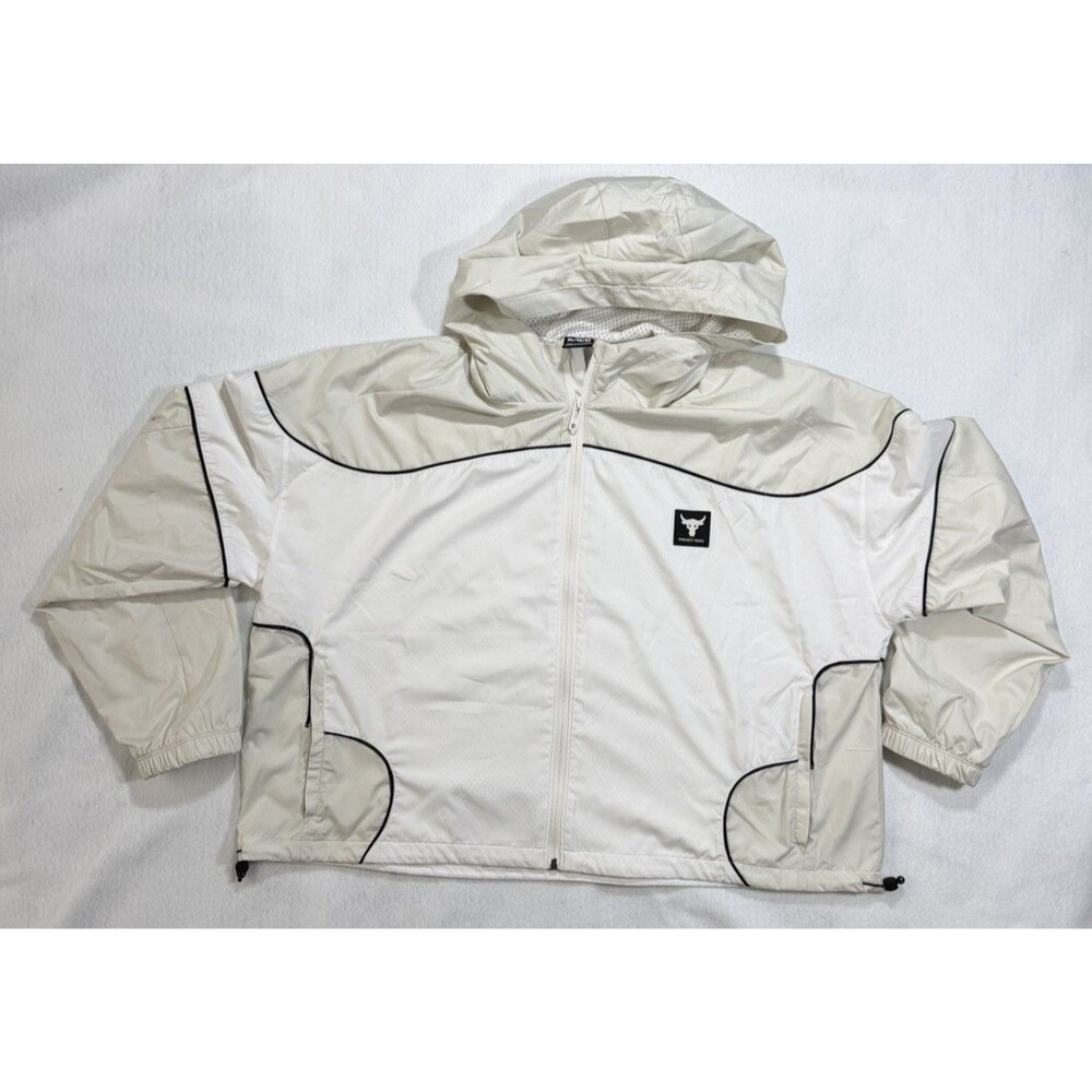 Under Armour x Project Rock Brahma Hooded Jacket Womens Size XL Onyx White